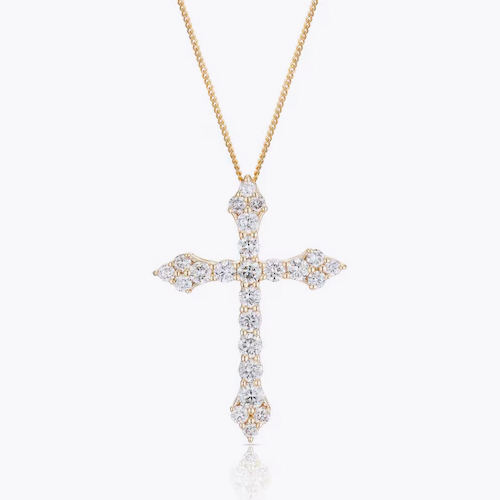 9ct Yellow Gold 1ct Diamond Cross Pendant