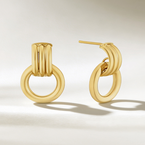 9ct Yellow Gold Door Knocker Polished Drop Earrings