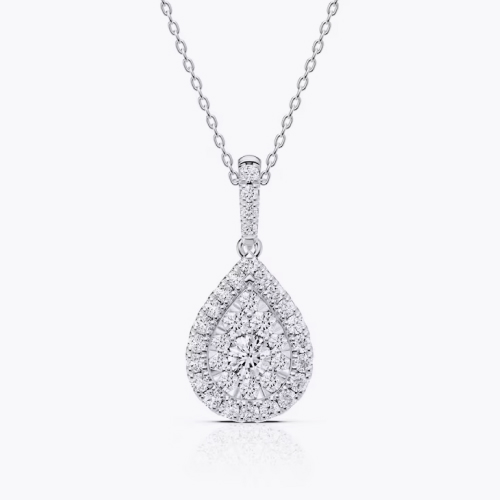 Platinum 0.50ct Diamond Pear Shaped Cluster Pendant
