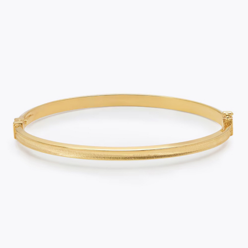 9ct Yellow Gold Satin & Polished Narrow Hinge Bangle