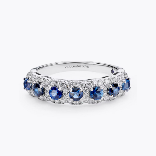 Vera Wang Platinum Sapphire Eternity Certificated 0.30ct Diamond Ring