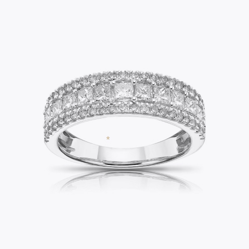 18ct White Gold Princess Triple Row 1ct Diamond Ring