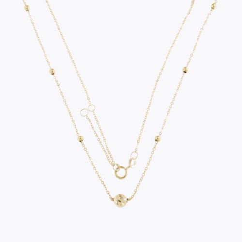 9ct Yellow Gold Diamond Cut Ball Station Necklace