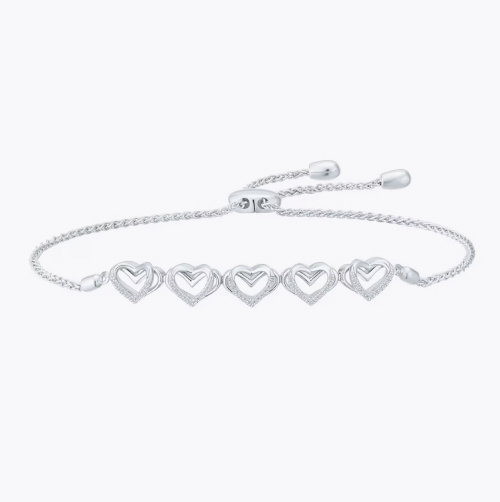 Vera Wang Sterling Silver 7 0.11ct Diamond Bolo Bracelet
