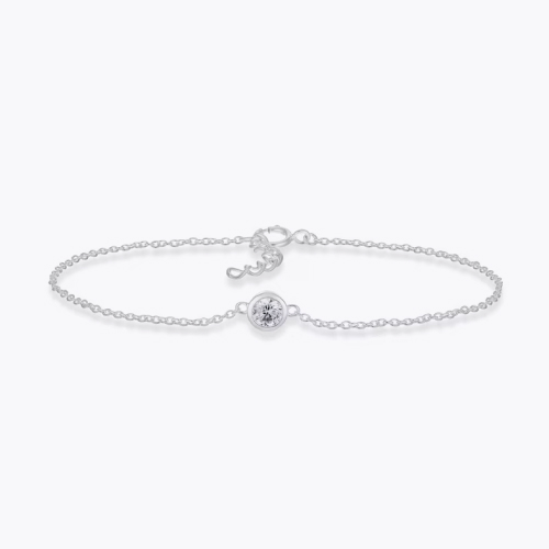 Sterling Silver 6.5+1 Cubic Zirconia Single Bezel Set Bracelet