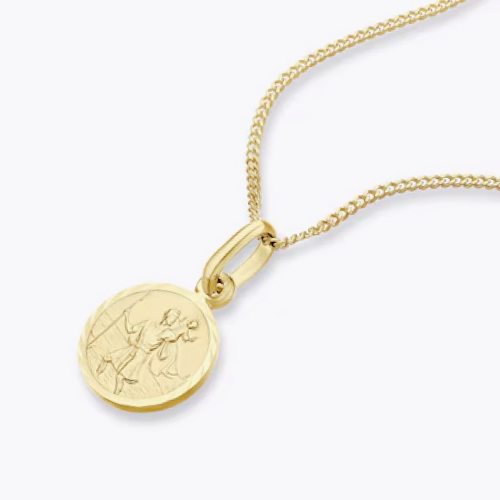 Children's 9ct Yellow Gold 14+2 St Christopher Pendant