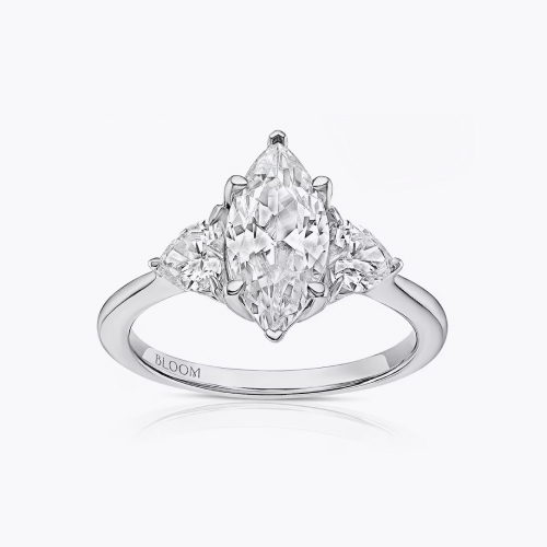 BLOOM Paris Platinum 2.30ct Lab Grown Diamond Marquise & Heart Trilogy Ring