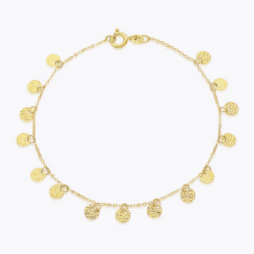 9ct Yellow Gold Sparkle Disc Bracelet
