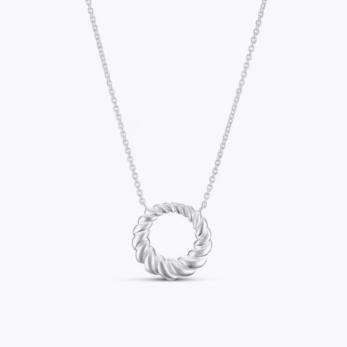 Sterling Silver Polished Open Rope Circle Pendant