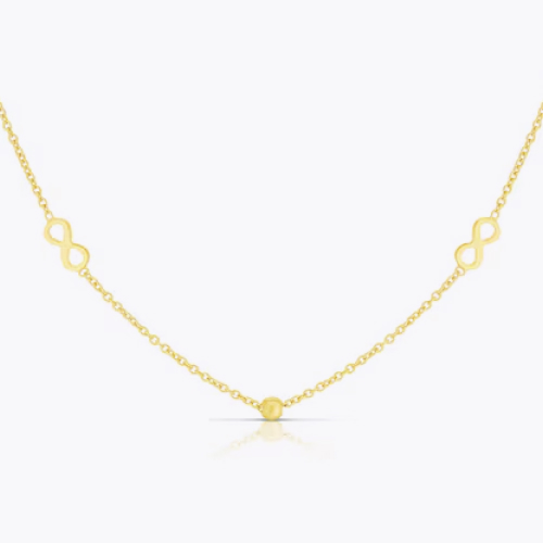 9ct Yellow Gold Eternity Symbol & Ball Station Chain