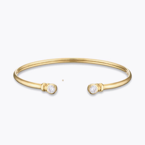 9ct Yellow Gold & Cubic Zirconia Bezel Set Bangle