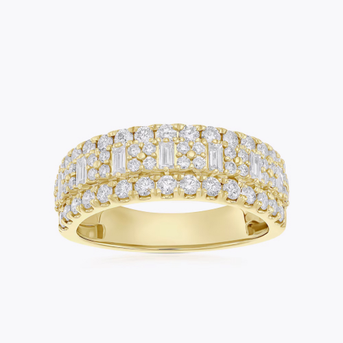 14ct Yellow Gold Three Row Eternity 1ct Diamond Ring