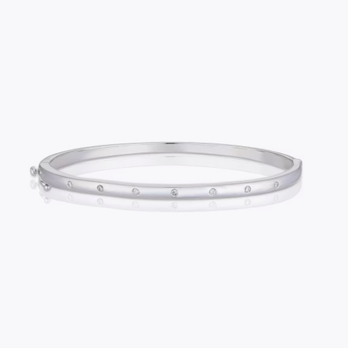 Sterling Silver 0.12ct Diamond Swiss Set Bangle