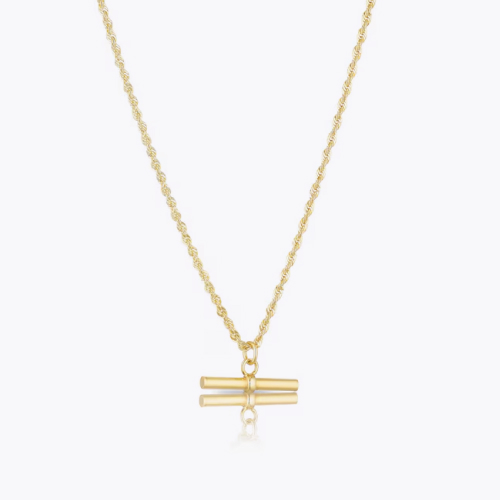 9ct Yellow Gold Rope Chain T-Bar Necklace