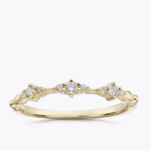 9ct Yellow Gold Claw Set Trio Eternity 0.14ct Diamond Ring