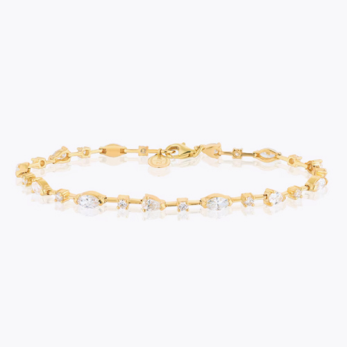 Blue Nile 14ct Yellow Gold 2.50ct Diamond Mixed Cut Station Bracelet