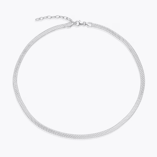 Sterling Silver Diamond Cut Herringbone Solid Necklace