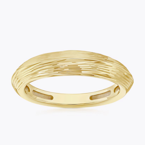 9ct Yellow Gold Textured Knife Edge Ring