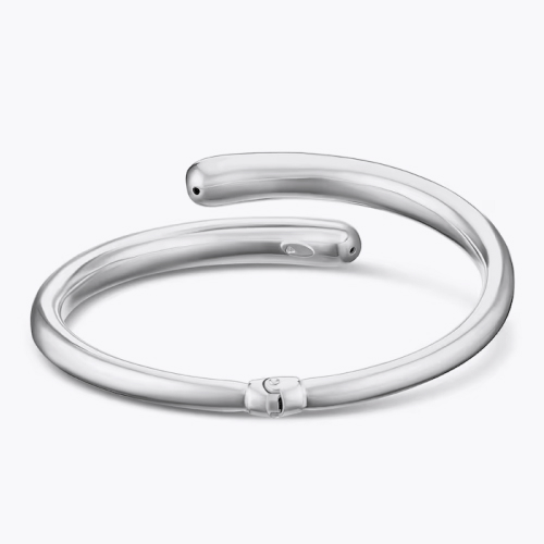 Sterling Silver Crossover Polished Chunky Bangle