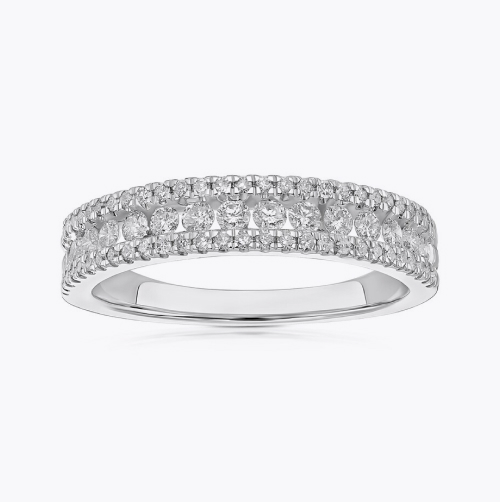 18ct White Gold Triple Row Eternity Band 0.50ct Diamond Ring
