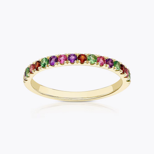 9ct Yellow Gold Multi Gemstone Eternity Ring