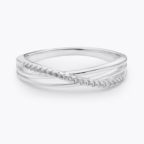 Sterling Silver & Cubic Zirconia Crossover Ring