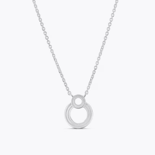 Sterling Silver 17.5 Linear Open Circle Pendant