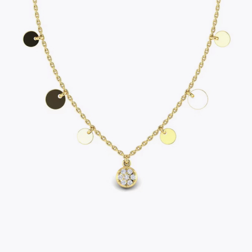 KLEORA AURORA Modern Electrum™ Diamond Disc Station Necklace KLEORA AURORA Modern Electrum™ Diamond Disc Station Necklace