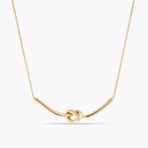 9ct Yellow Gold 16+1 Polished Knot Pendant Necklace