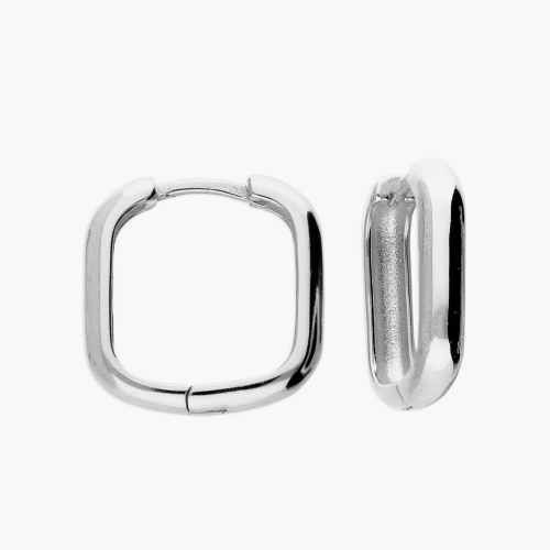 Sterling Silver Polished Rectangular Hoop Earrings