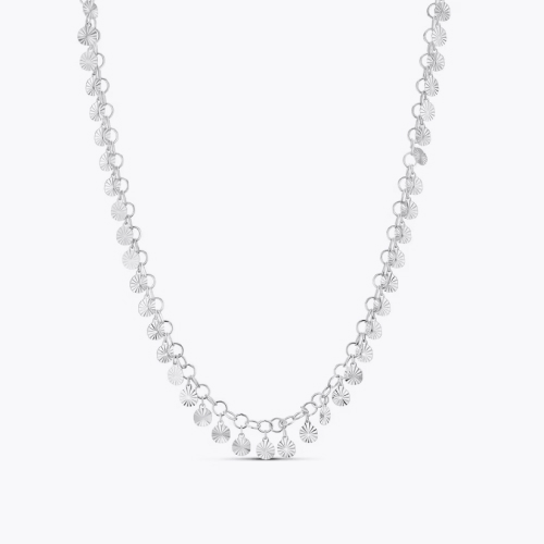 Sterling Silver 18 Diamond Cut Disc Necklace