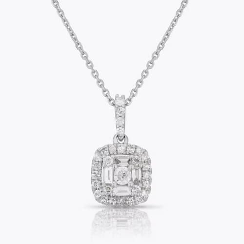 9ct White Gold 0.33ct Total Diamond Cluster Pendant