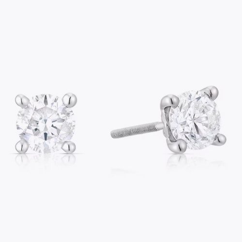 Platinum 1ct Diamond Solitaire Stud Earrings