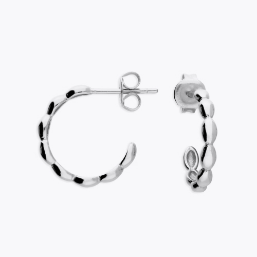 Sterling Silver Polished Half Hoop Stud Earrings