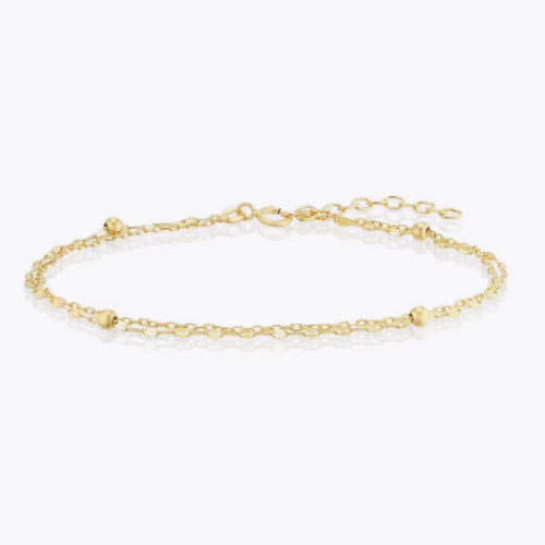 9ct Yellow Gold 6.5+1 Station Ball Sparkle Double Bracelet 9ct Yellow Gold 6.5+1 Station Ball Sparkle Double Bracelet