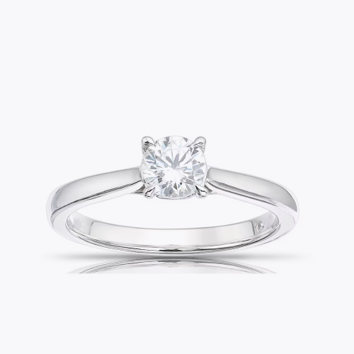 Engagement Ring 18ct White Gold Round Cut Four Claw Solitaire 0.50ct Diamond Ring Engagement Ring 18ct White Gold Round Cut Four Claw Solitaire 0.50ct Diamond Ring