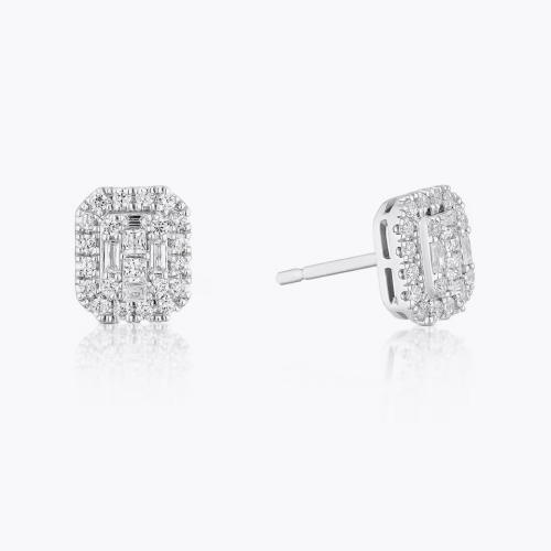Platinum 0.50ct Diamond Emerald Shaped Earrings Platinum 0.50ct Diamond Emerald Shaped Earrings