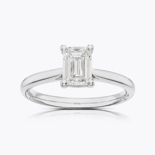 Engagement Ring Platinum Emerald Cut Solitaire 1ct Diamond Ring