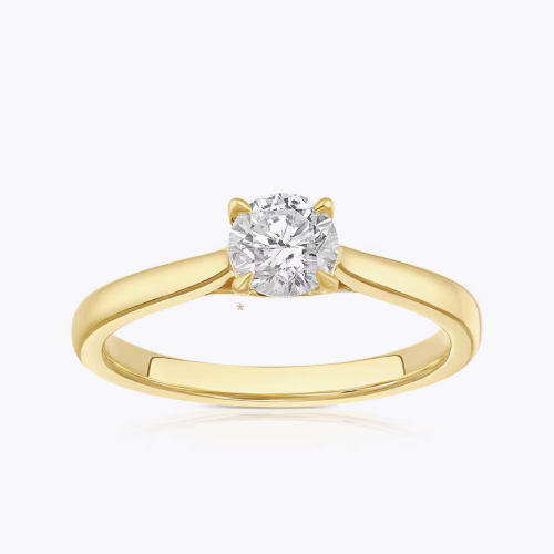 Engagement Ring 18ct Yellow Gold Round Cut Four Claw Solitaire 0.50ct Diamond Ring