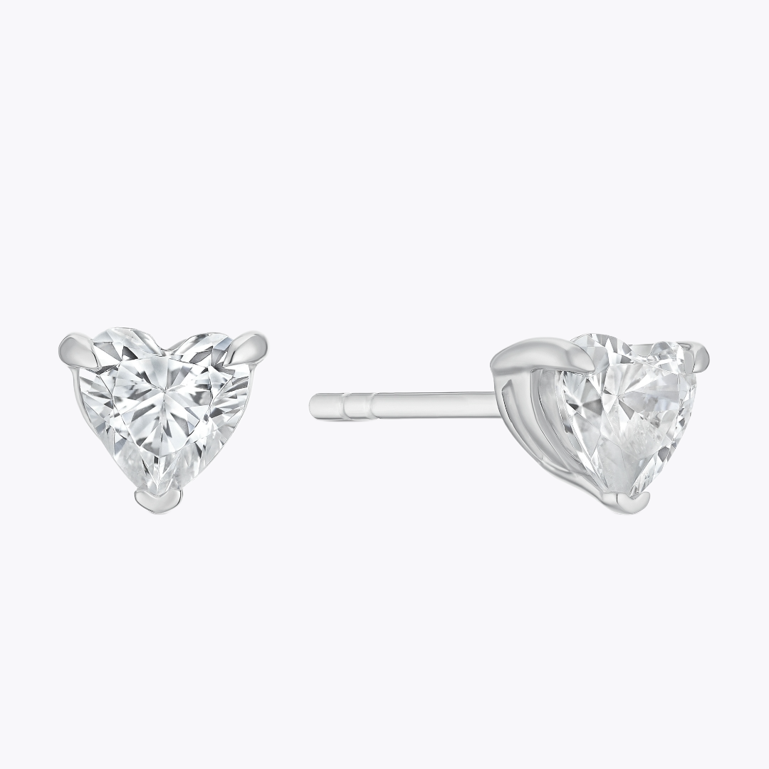 BLOOM Florence 14ct White Gold 0.50ct Lab Grown Diamond Heart Earrings