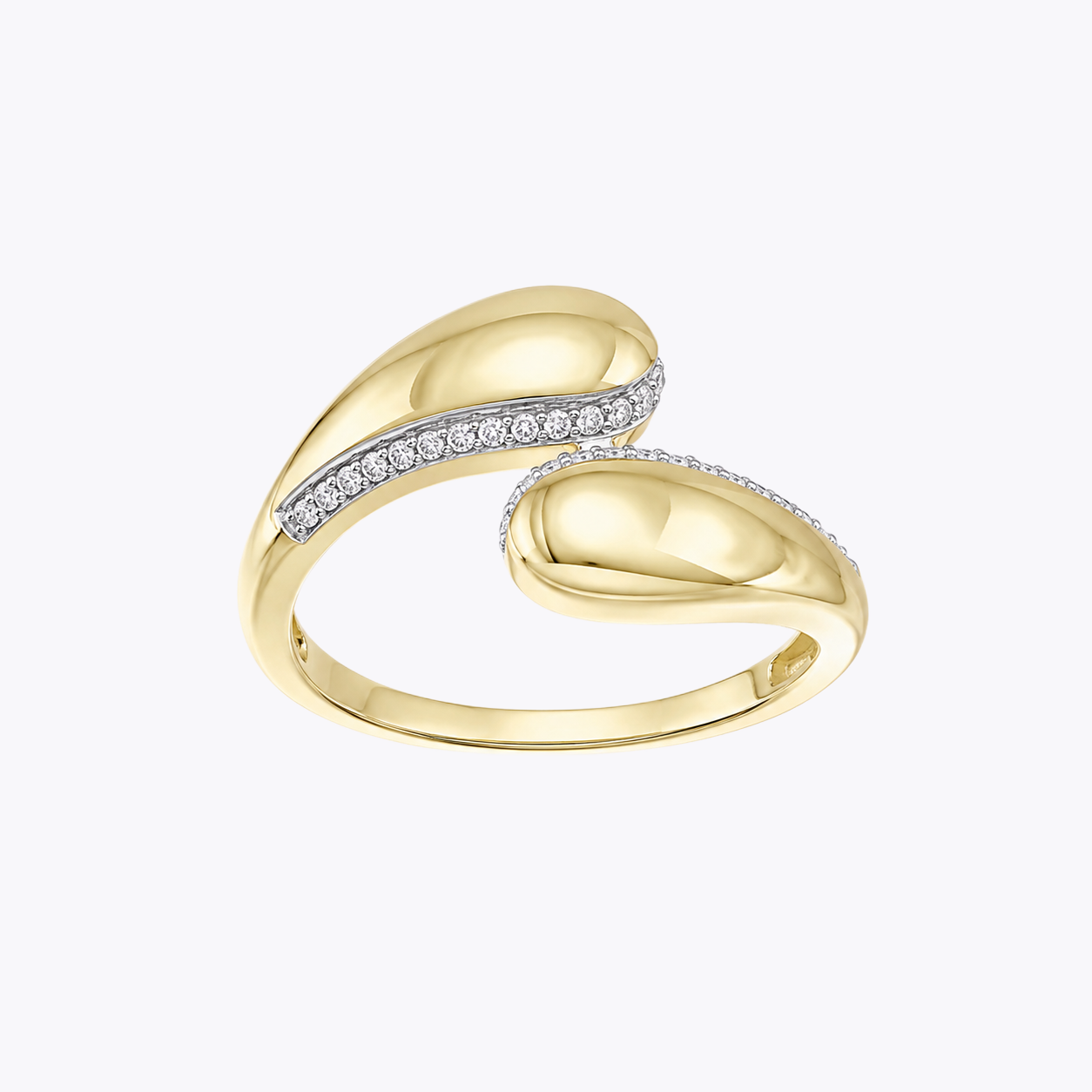 9ct Yellow Gold Diamond Bold Open Ring