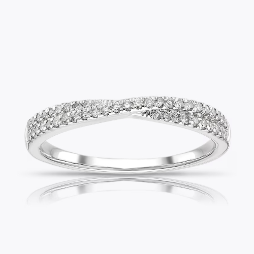 Platinum Micro Pave Crossover Eternity 0.20ct Diamond Ring