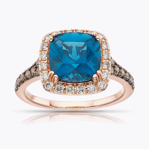 Le Vian 14ct Rose Gold Blue Topaz & 0.45ct Diamond Ring
