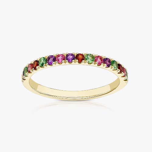 9ct Yellow Gold Multi Gemstone Eternity Ring