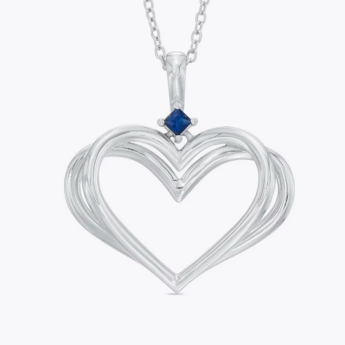 Vera Wang Silver Kindred Heart Sapphire Heart Pendant