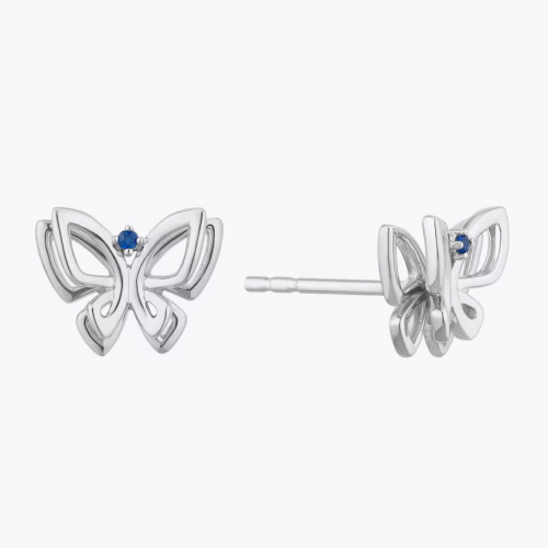 Vera Wang Sterling Silver Sapphire Butterfly Stud Earrings