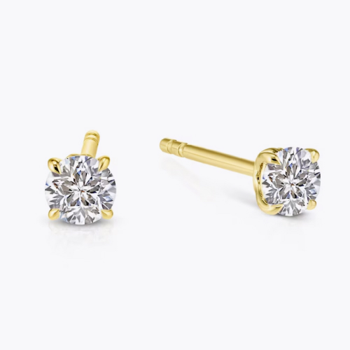 Leonardo Da Vinci Cut 9ct Yellow Gold 0.50ct Diamond Total Solitaire Earrings