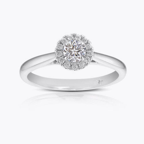 Engagement Ring Leonardo Da Vinci Cut Platinum Round Halo 0.33ct Diamond Ring