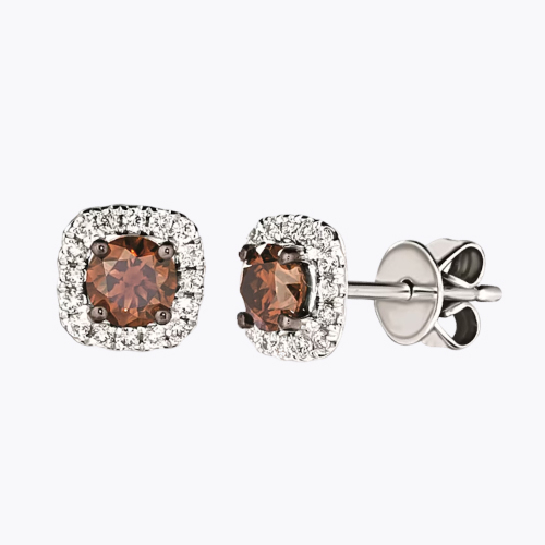 Le Vian 14ct White Gold 0.60ct Brown Diamond Halo Stud Earrings