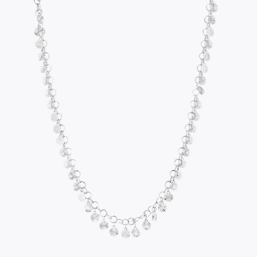 Sterling Silver 18 Diamond Cut Disc Necklace